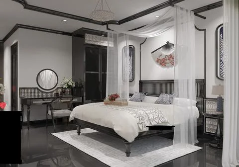 3d Render of Modern Bedroom Stock Illustration