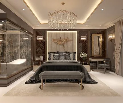 3d Render of Modern Bedroom Stock Illustration