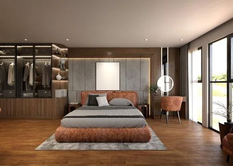3d Render of Modern Bedroom Stock Illustration