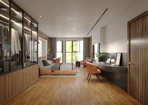 3d Render of Modern Bedroom Stock Illustration
