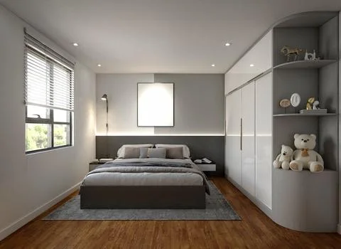 3d Render of Modern Bedroom Stock Illustration
