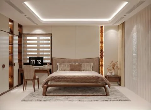 3d Render of Modern Bedroom Stock Illustration