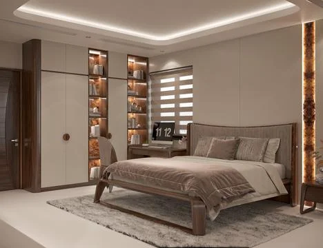 3d Render of Modern Bedroom Stock Illustration