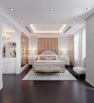 3d Render of Modern Bedroom Stock Illustration
