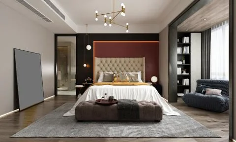 3d Render of Modern Bedroom Stock Photos