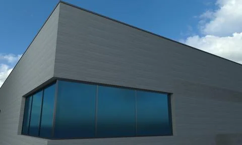 3d render of a modern building with big windows undder the blue sky Stock Illustration