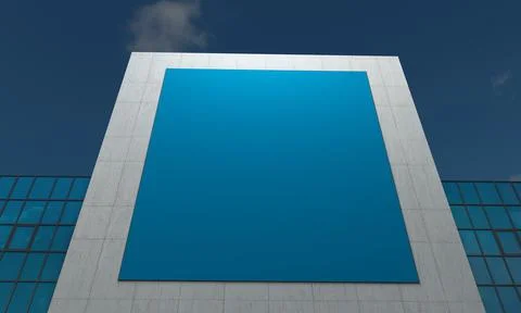 3d render of a modern building with big glass windows Ilustración de archivo