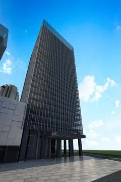 3d render modern building exterior view Ilustración de archivo