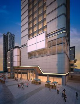 3d render of modern buildings exterior view Ilustración de archivo