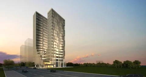 3d render of modern buildings exterior view Ilustración de archivo