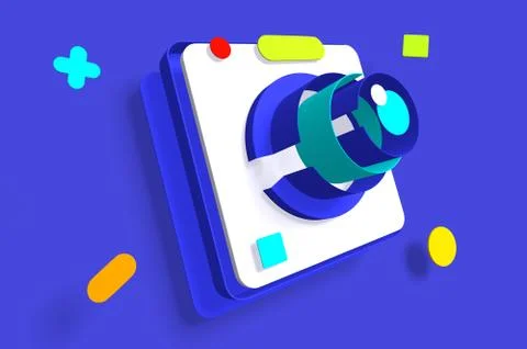 3d render modern camera icon for high-quality shooting. Illustrazione stock