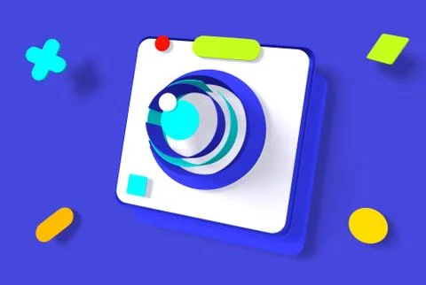 3d render modern camera icon for high-quality shooting. Stock Illustration