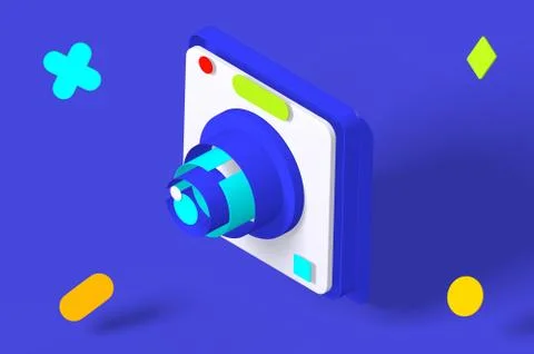 3d render modern camera icon for high-quality shooting. Stock Illustration