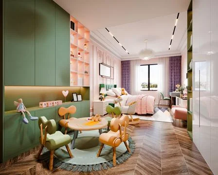3d Render of Modern Child Room Stock Illustration