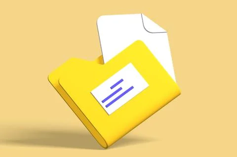 3d render modern folder with documents icon for data storage. イラスト素材