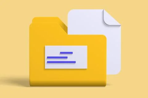 3d render modern folder with documents icon for data storage. Stock Illustration