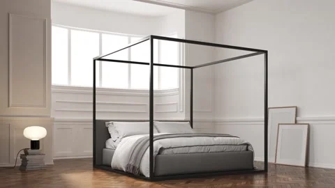 3d Render of modern four poster bed Stock Footage 292983687