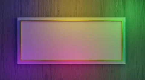 3D render modern frame with gold background for test lettering multi-color li Illustrazione stock