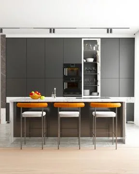 3d render of modern home kitchen Illustrazione stock