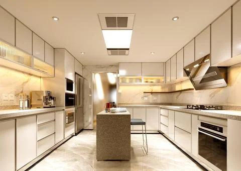 3d render of modern home kitchen Illustrazione stock