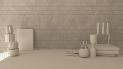3D Render of a modern home office Illustrazione stock