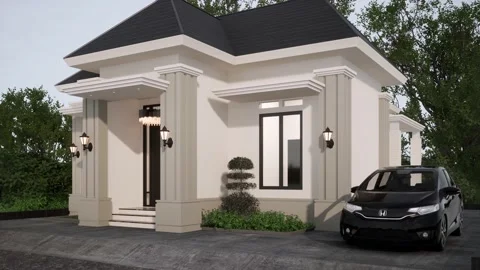 3D Render Modern House Design Stock Footage 214220893