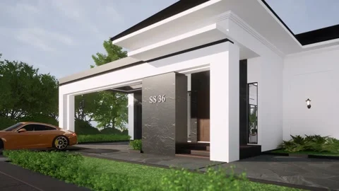 3D Render Modern House Design Stock-Footage 214226128