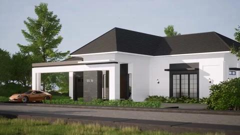 3D Render Modern House Design Video stock 214226616