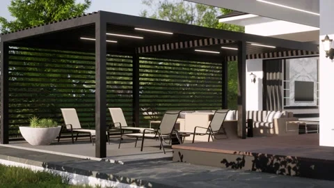 3D Render Modern House Design Stock Footage 214226750