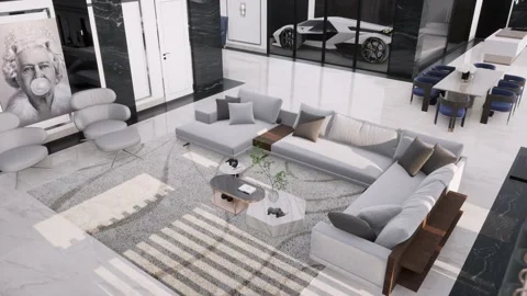 3D Render Modern House Design Stock Footage 214227268