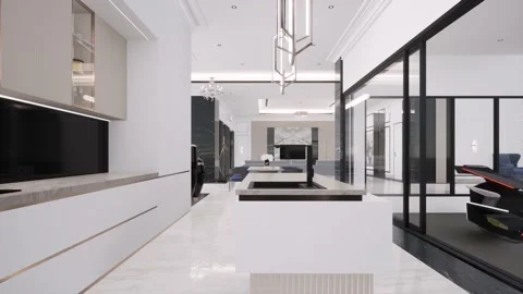 3D Render Modern House Design Stock Footage 214227365