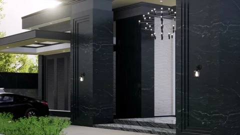 3D Render Modern House Design Stock Footage 214239590