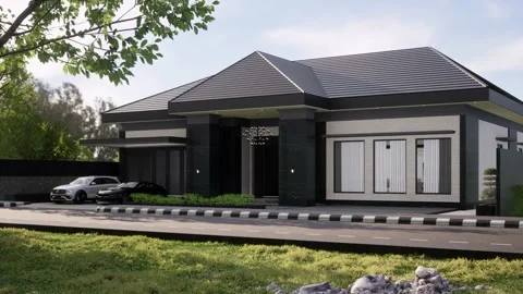 3D Render Modern House Design Stock Footage 214240032