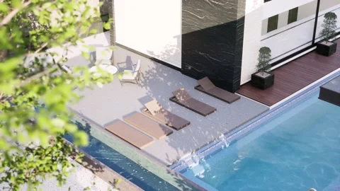 3D Render Modern House Design Stock Footage 214241570