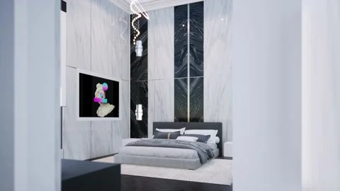 3D Render Modern House Design Stock Footage 214244595