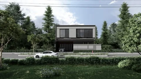 3D Render Modern House Design Stock Footage 241302815