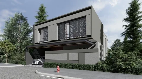3D Render Modern House Design Stock Footage 241468918