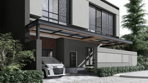 3D Render Modern House Design Stock Footage 241547908