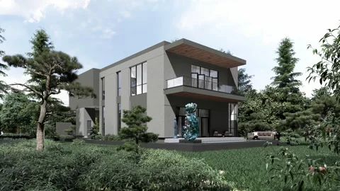 3D Render Modern House Design Stock Footage 241765028