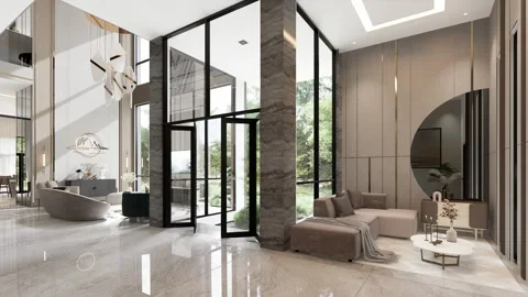 3D Render Modern House Design Stock Footage 242964262