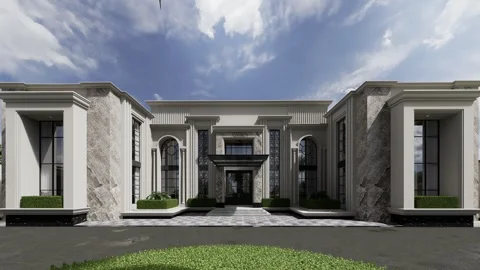 3D Render Modern House Design Video stock 243325946