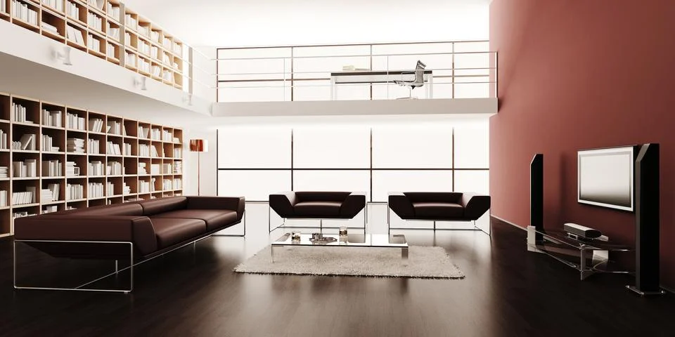 3d render of a modern interior design Stock Illustration