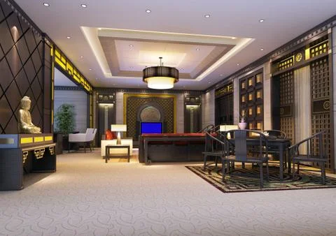 3d render modern interior of living-room Stock Illustration