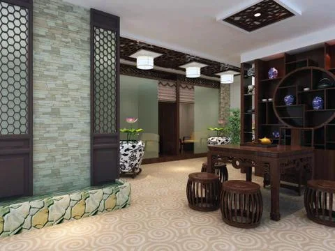 3d render modern interior of living-room Stock Illustration