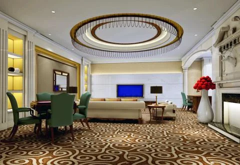 3d render modern interior of living-room Stock Illustration