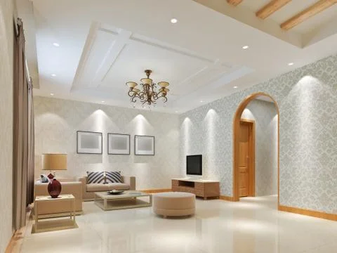 3d render modern interior of living-room Illustrazione stock