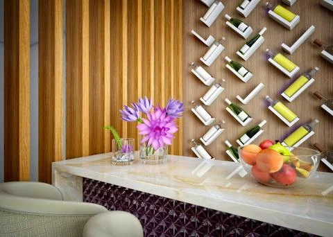 3d render modern kitchen bar Stock Photos