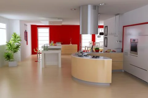 3d render modern kitchen 스톡 일러스트