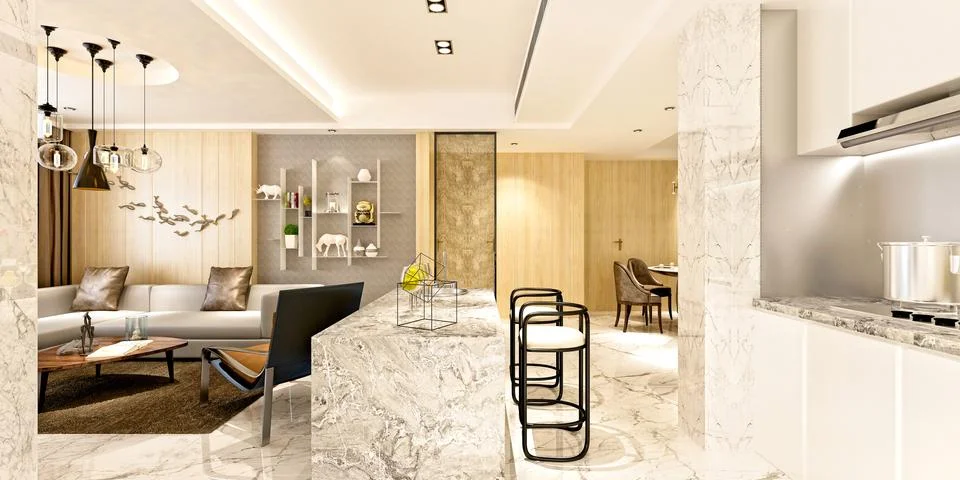 3d render of modern kitchen Illustrazione stock