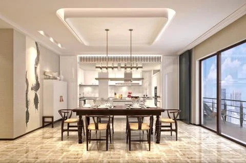 3D Render of Modern Kitchen Illustrazione stock